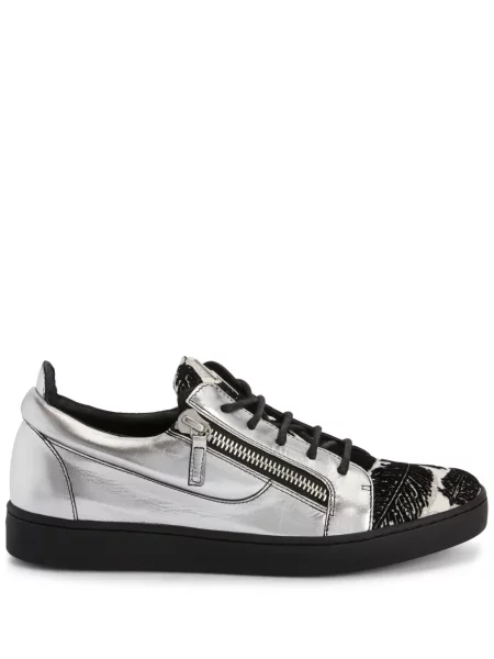Sneakerși Giuseppe Zanotti Frankie din piele argintiu