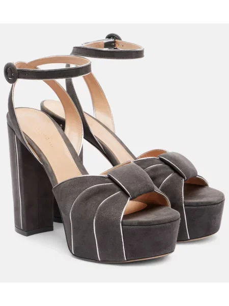 Sandale Gianvito Rossi din piele de căprioară cu platformă gri