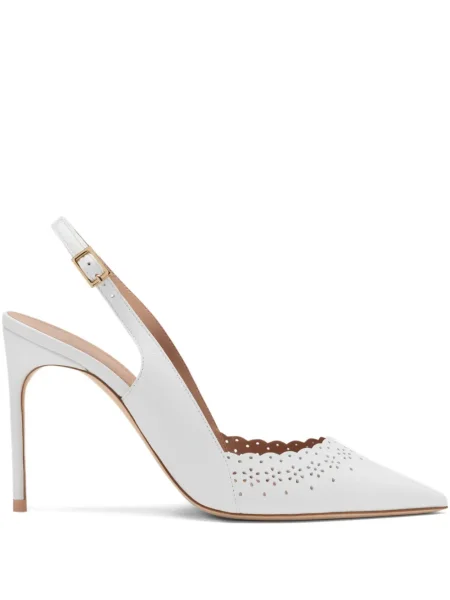 Pantofi cu toc Malone Souliers din piele slingback alb