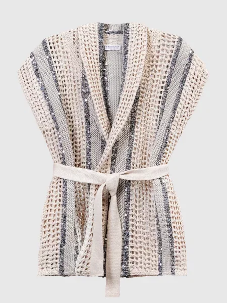 Кардиган з паєтками Brunello Cucinelli бежевий