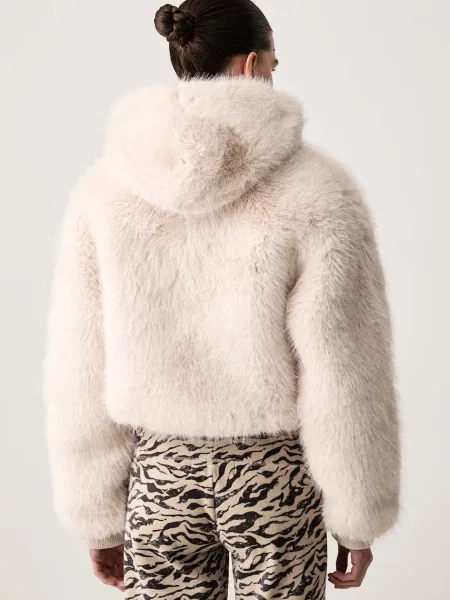Szőrös kapucnis bunda Juicy Couture bézs