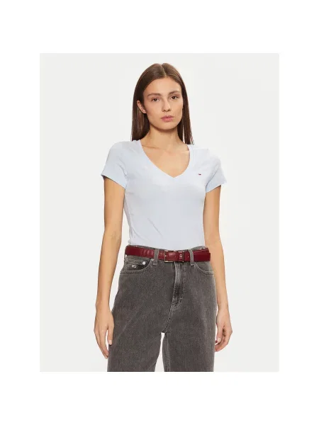 Tommy Jeans T-shirt Svijetloplava Slim Fit plava