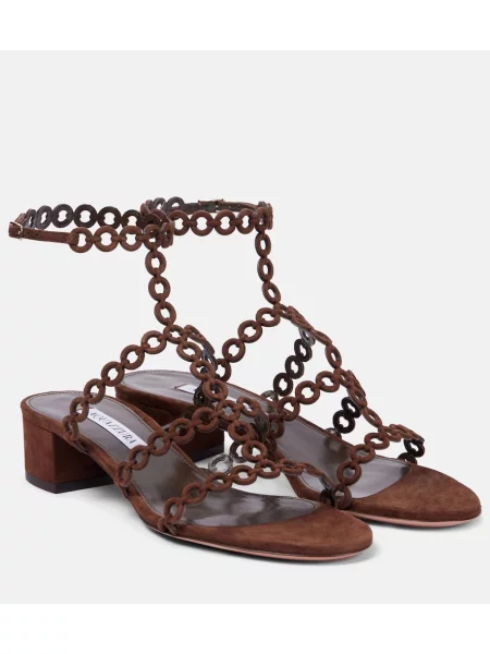 Ogrlica Aquazzura iz semiša rjava