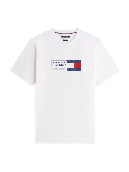 TOMMY HILFIGER Tričko BRAND LOVE námornícka modrá / červená biela
