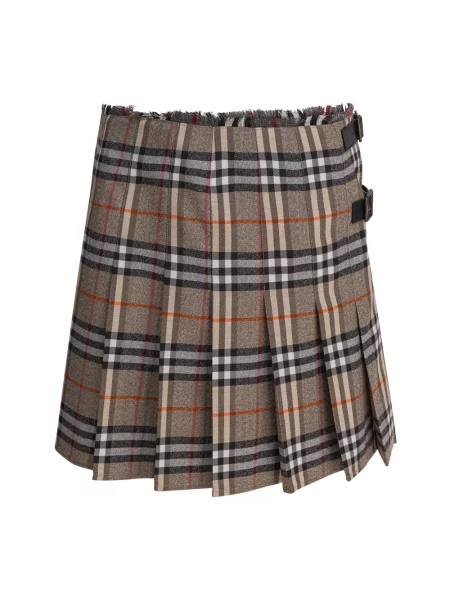 Wielobarwność spódnica mini Burberry wełniana w kratkę zielona