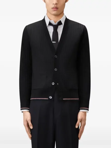 Cardigan Thom Browne cu dungi negru