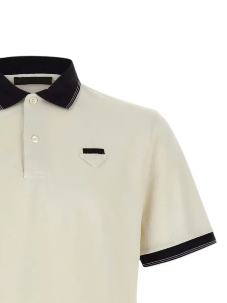 Tricou polo Prada alb