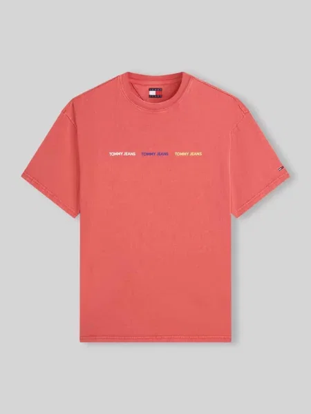 T-shirt o kroju relaxed fit z czystej bawełny Tommy Jeans czerwona