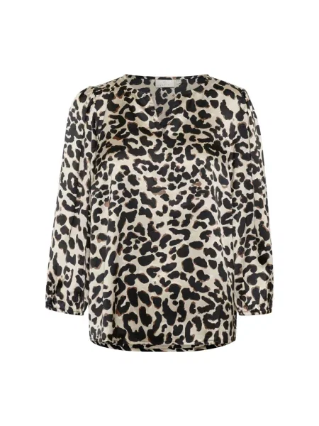 Bluzka Kaffe z rękawami balonowymi brązowa