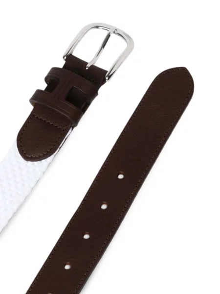Cu centură curea Hackett London din piele țesută alb