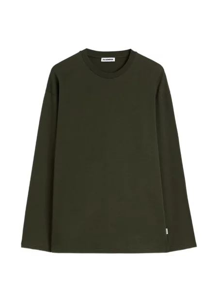 Lung tricou Jil Sander cu decolteu rotund verde