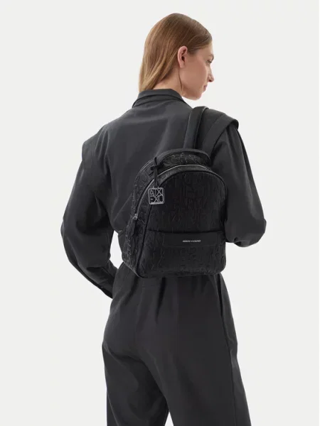 Plecak Armani Exchange skórzany czarny