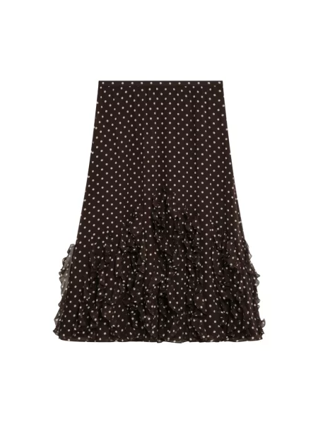 Lniana spódnica midi Valentino Garavani do kolan brązowa