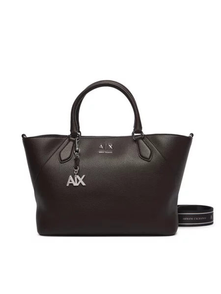Armani Exchange crossbody torbica iz umetnega usnja rjava