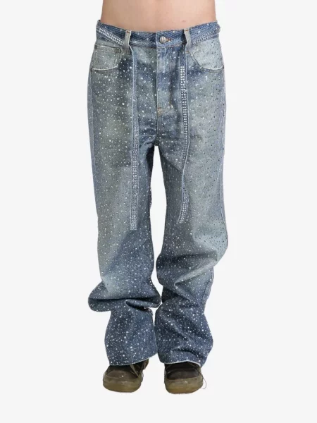 Szerokie kryształ górski jeansy Birth Of Royal Child niebieskie