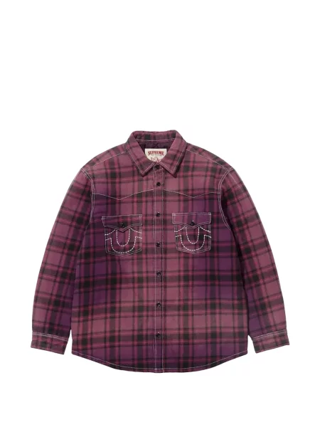 Cămașă Supreme în carouri de flanelă violet