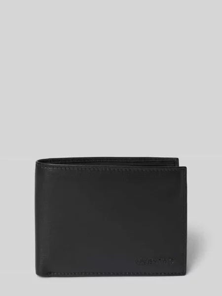 Portfel ze skóry bydlęcej nappa z przegródką na monety Valentino Bags czarny