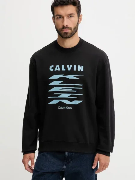 Bombažen pulover Calvin Klein Jeans črna