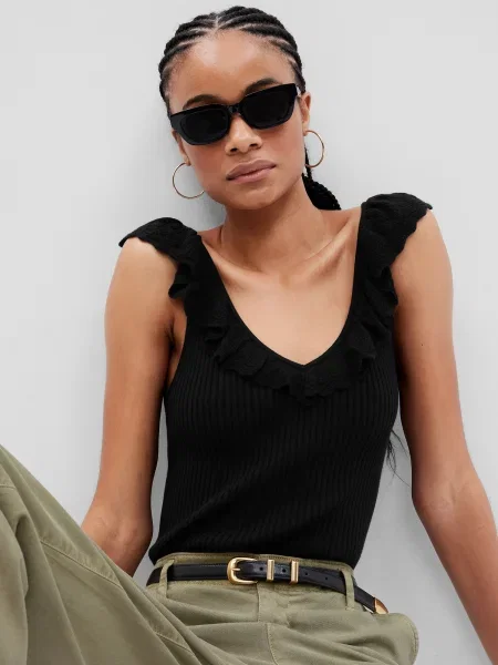 Dzianinowa podkoszulka Gap czarna