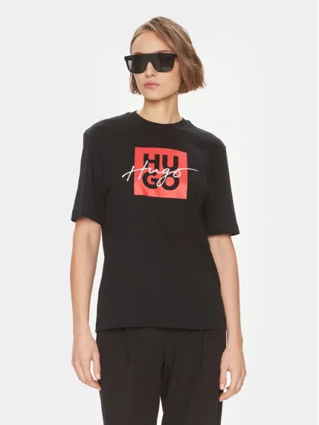 HUGO Majica Dashire 3 rdeča bela črna