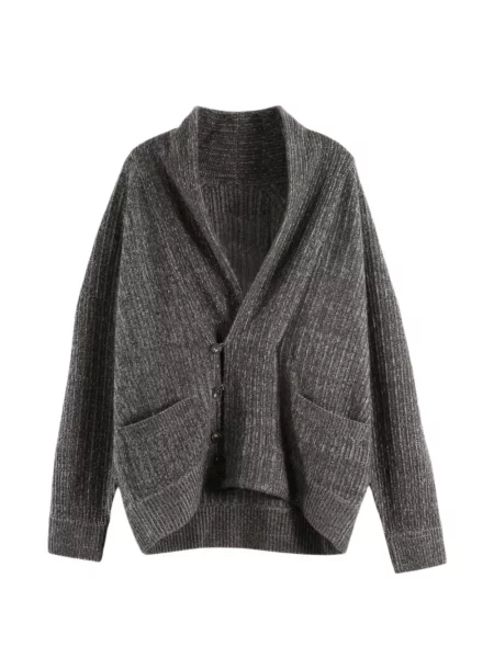 Gulerat cardigan Ziggy Chen tricotate gri