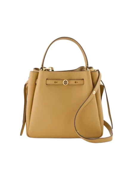 Kapelusz Tory Burch skórzany beżowy