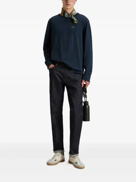 Tricou Woolrich cu decolteu rotund lung albastru