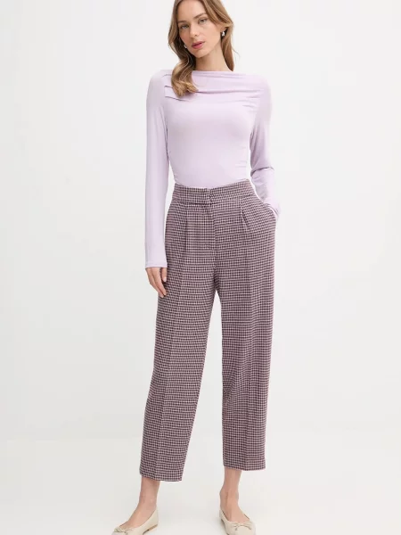 United Colors of Benetton spodnie proste high waist bordowy
