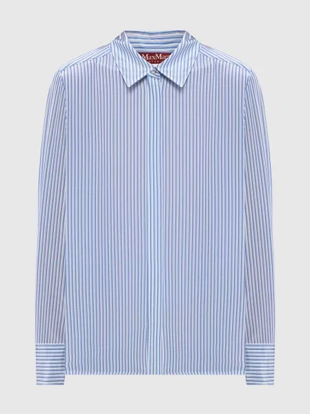 Блакитна сорочка із шовку MSTFLIRT в смужку Max Mara біла