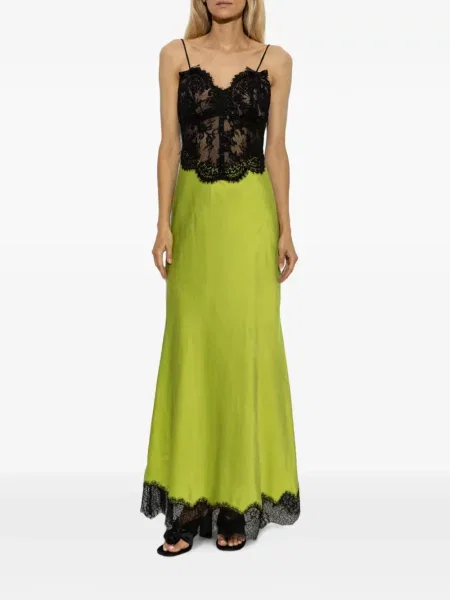 Rochie midi Self-portrait din satin verde