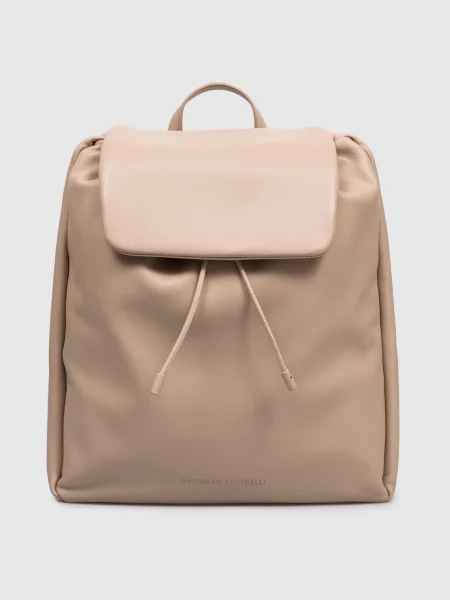 Шкіряний рюкзак Mellow city Brunello Cucinelli бежевий
