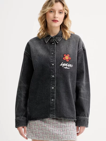Kenzo cămașă jeans cu guler clasic relaxed gri