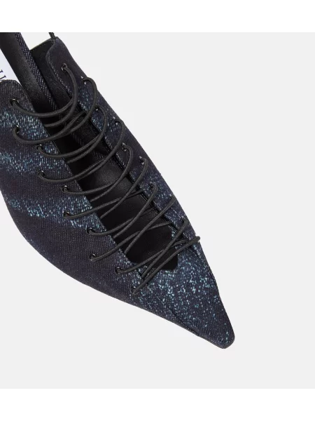 Pantofi cu toc Jimmy Choo cu șireturi din dantelă slingback albastru