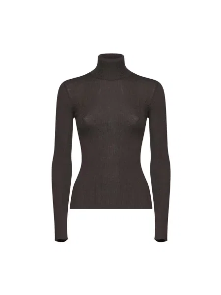 Sweter z golfem Max Mara wełniany szary