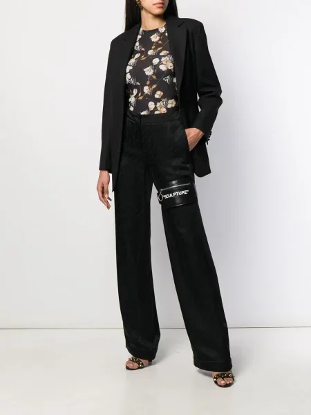 Pantaloni Off-white din jacard cu autograf alb