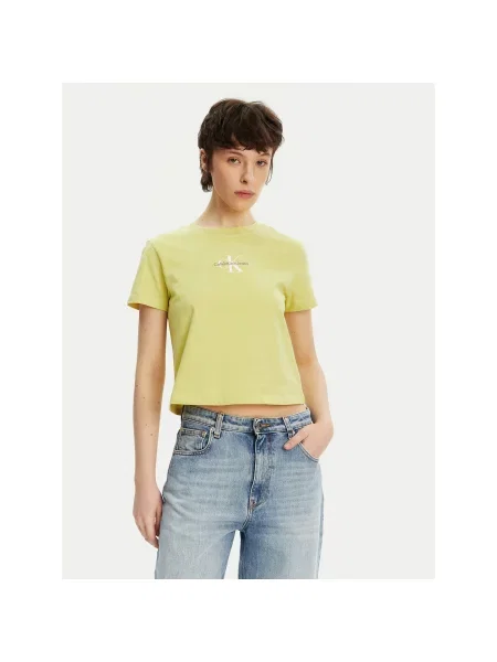 Calvin Klein Jeans T-Shirt Monologo Slim Fit κίτρινο