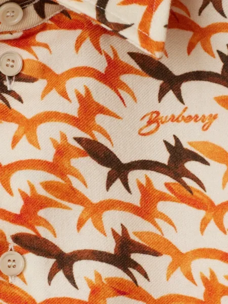 Cămașă Burberry de lână cu imagine portocaliu