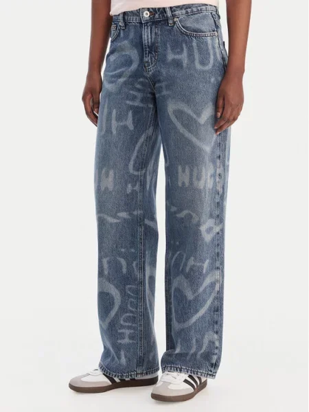 HUGO Jeans hlače Gamala Baggy Fit modra