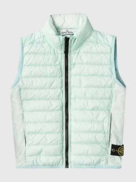 Дитячий пуховий жилет з логотипом Stone Island блакитний