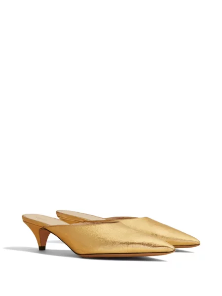 Papuci tip mules Khaite din piele auriu