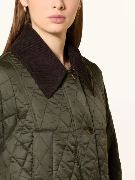 Barbour Prošívaná Bunda Beadnel tmavě zelená/ tmavě hnědá zelená