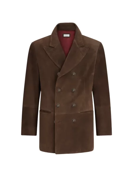 Sacou Brunello Cucinelli din piele de căprioară maro