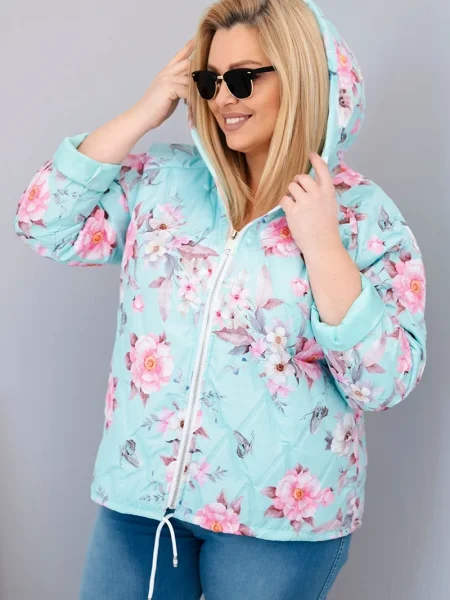 Geacă Kesi Włoski cu glugă turcoaz