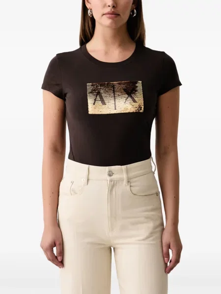 Tricou Armani Exchange cu paiete maro