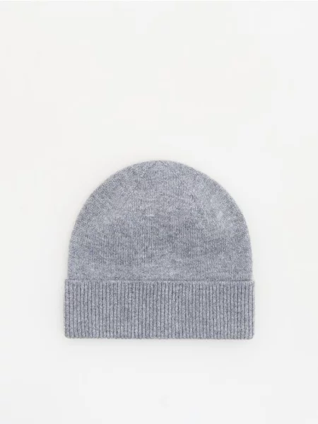Reserved Vlnená čiapka beanie tmavosivá