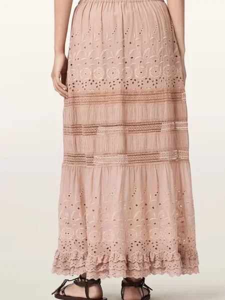AllSaints fustă cu vâscoză CAMILLE roz