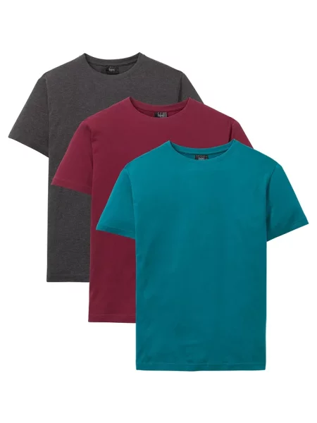 T-shirt regular fit 3 szt. niebieska