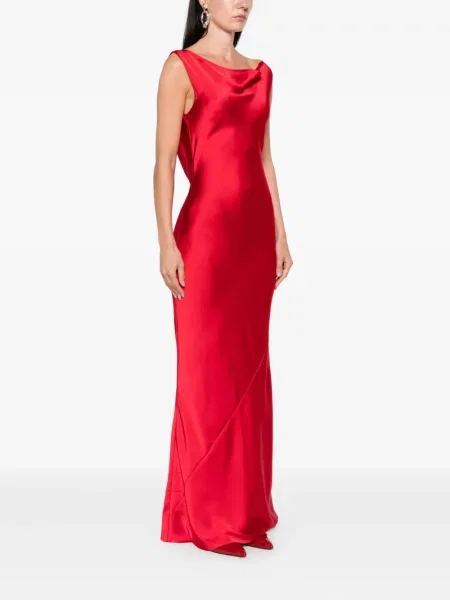 Maksi sukienka maxi Norma Kamali drapowana garniturowa czerwona