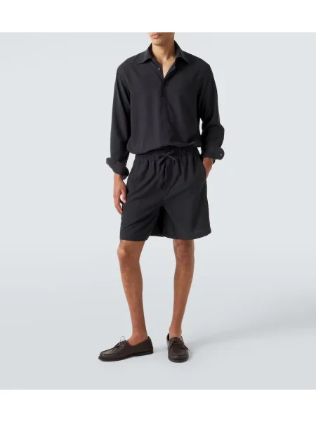 Pantaloni scurți Saman Amel de mătase negru