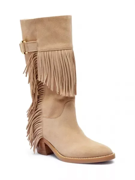 See By Chloé Cizme cowboy | piele întoarsă bej